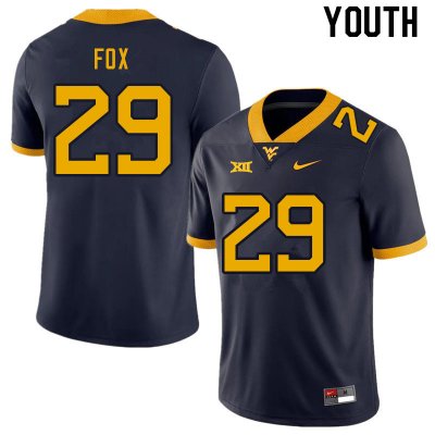 Youth West Virginia Mountaineers NCAA #29 Preston Fox Navy Authentic Nike Stitched College Football Jersey LT15Q51BN